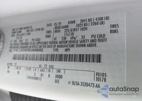 2024 Ford Escape Active из США, поврежденный, VIN 1FMCU9GN3RUA99082